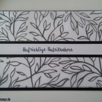 Trauerkarte, Pergamentpapier, schwarz, Blumenmuster
