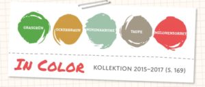 In Color 2015-2017 Grasgrün Ockerbraun Minzmakrone, Taupe, Melonensorbet