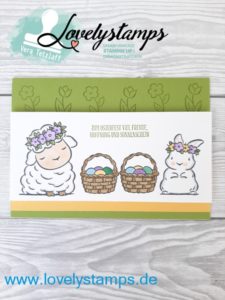 Karte mit Osterhase und Lamm