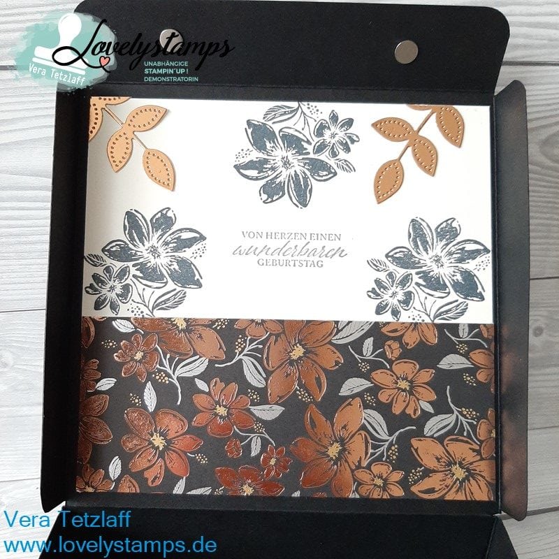 elegante Box in Schwarz mit Kupfer Designerpapier