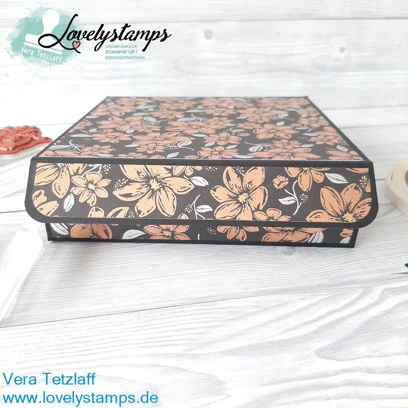 elegante Box in Schwarz mit Kupfer Designerpapier