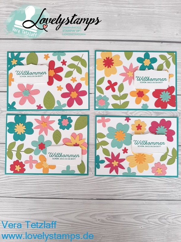 Willkommen Karte mit Blumenverziert