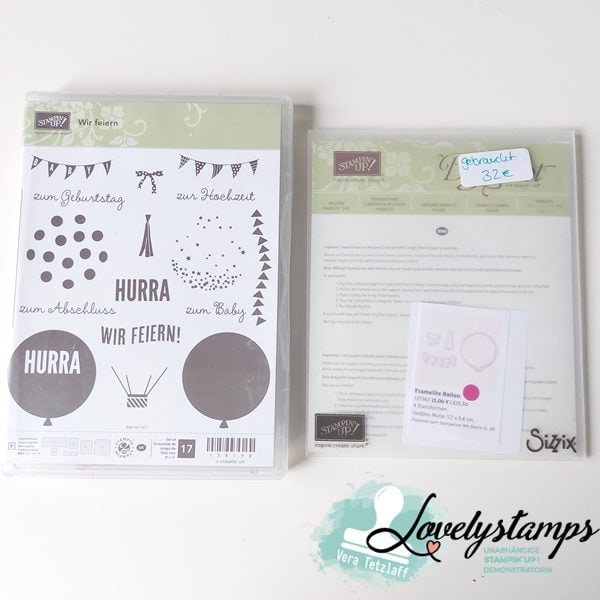 Stampin' Up! Wir feiern - Stempel und Framelits - gerbaucht - 32 Euro
