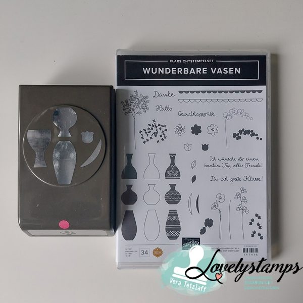 Stampin' Up! Stempelset "Wunderbare Vasen" + Elementstanze "Vasen" gebraucht- zusammen 25 Euro