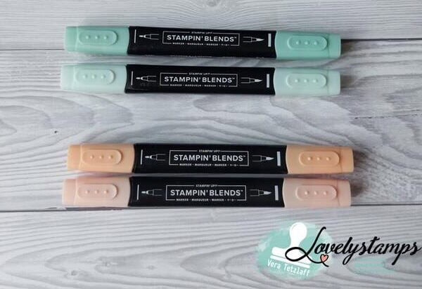 Stampin' Blends - gebraucht - Minzmakrone / Papaya - je 5 €