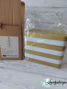 Blechdose Gold weiß gestreift für Karten