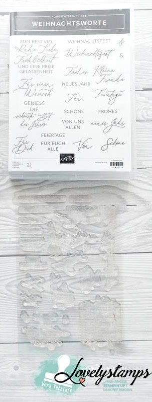 Klarsichtstempel Weihnachtsworte mit persönlichen Grüßen und festlicher Stimmung, perfekt für Weihnachtskarten.